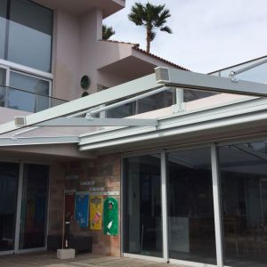 Pergola with canvas removed